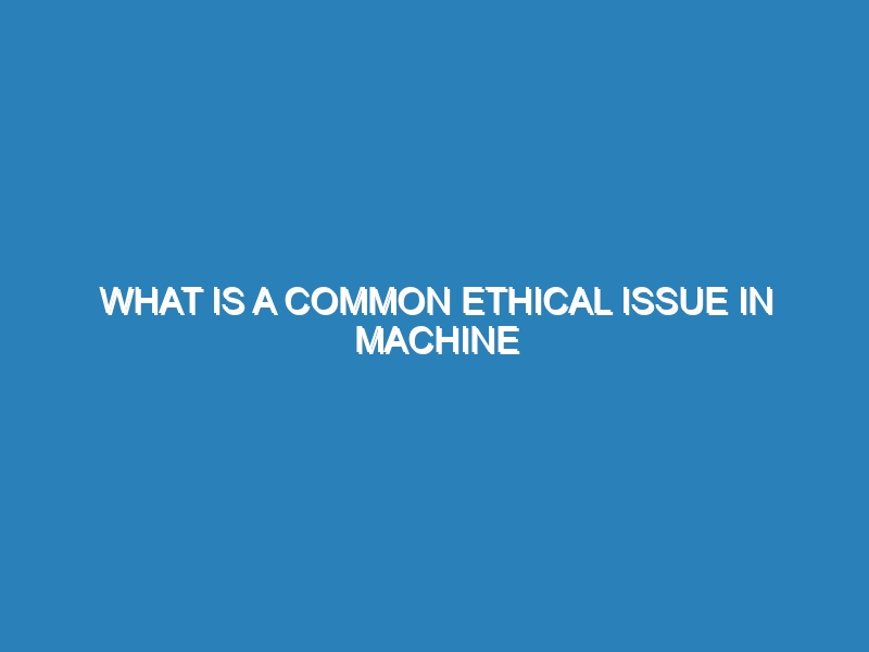 What is a common ethical issue in machine learning?
